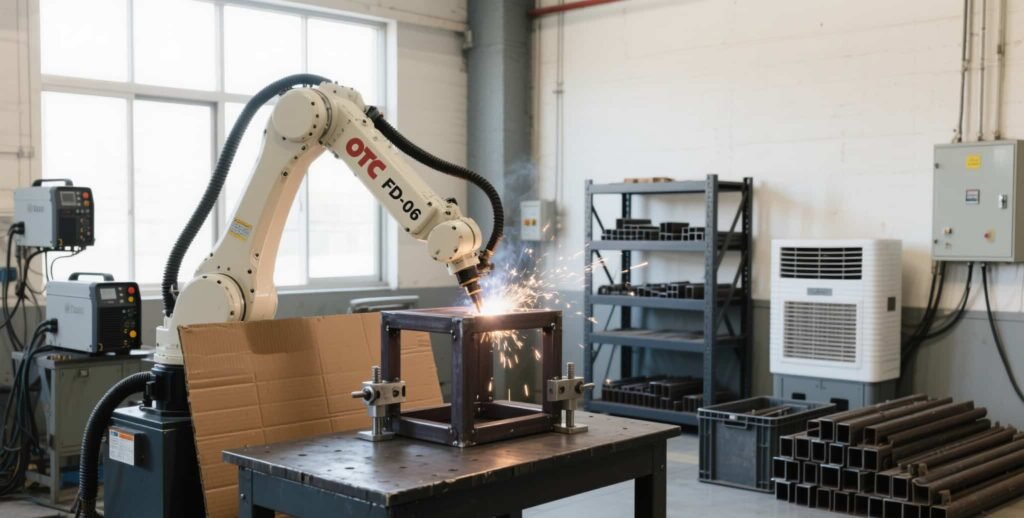 SanTu intelligent welding robot performing automated steel frame welding